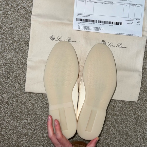 ❌SOLD❌ LORO PIANA WHITE GOLD LEATHER SUMMER CHARM LOAFER - Picture 4 of 16